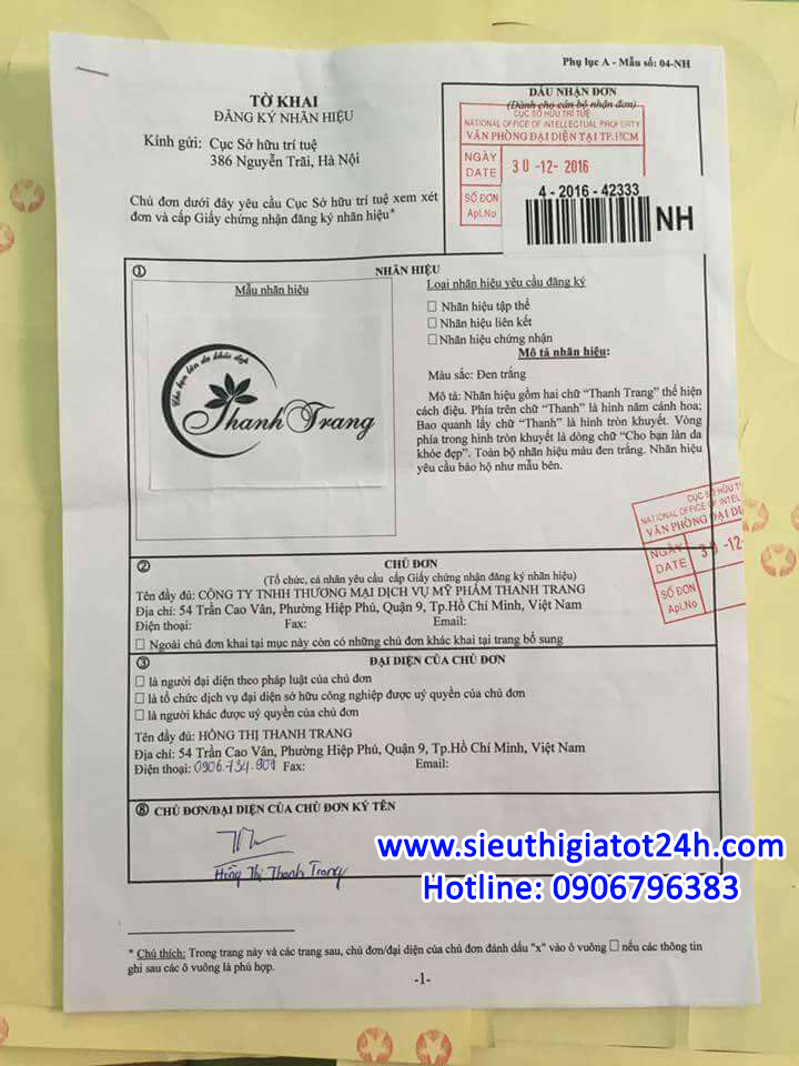 Logo và thương hiệu Thanh Trang đã được Cục Sở hữu trí chấp nhận và bảo hộ thương hiệu độc quyền. 